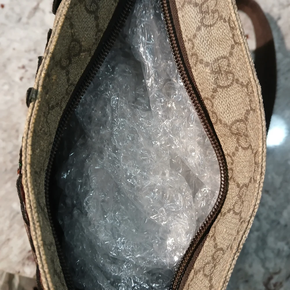 Floral Embroidered Gucci Canvas Crossbody Bag - Brown/Tan - Picture 16 of 16